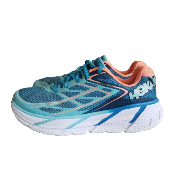 Hoka One One Clifton 3 Running Shoes Women's Size 7.5 Blue Coral Cushion 1012045 - Picture 6 of 11